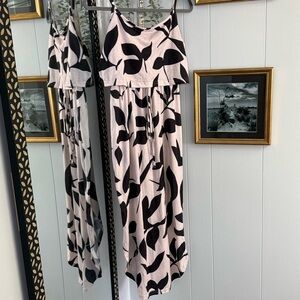 SHEIN Lune Women’s Khaki Floral Print Camisole Waist Slit Hem Dress